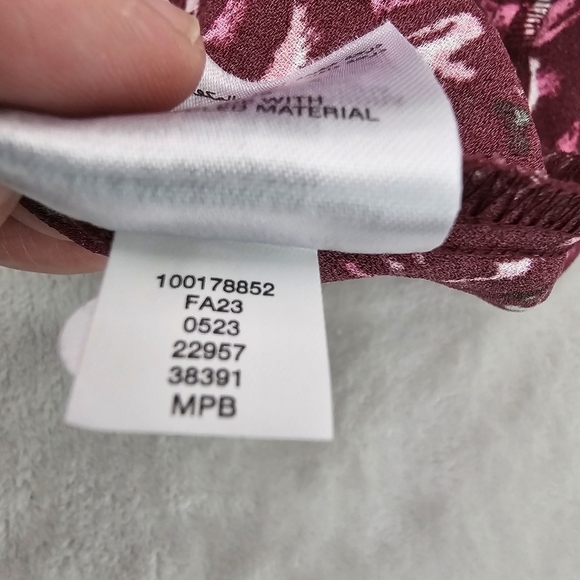 Bar III Burgundy Floral V-Neck Mini Dress XL Draped Skirt Sleeveless - Picture 14 of 15